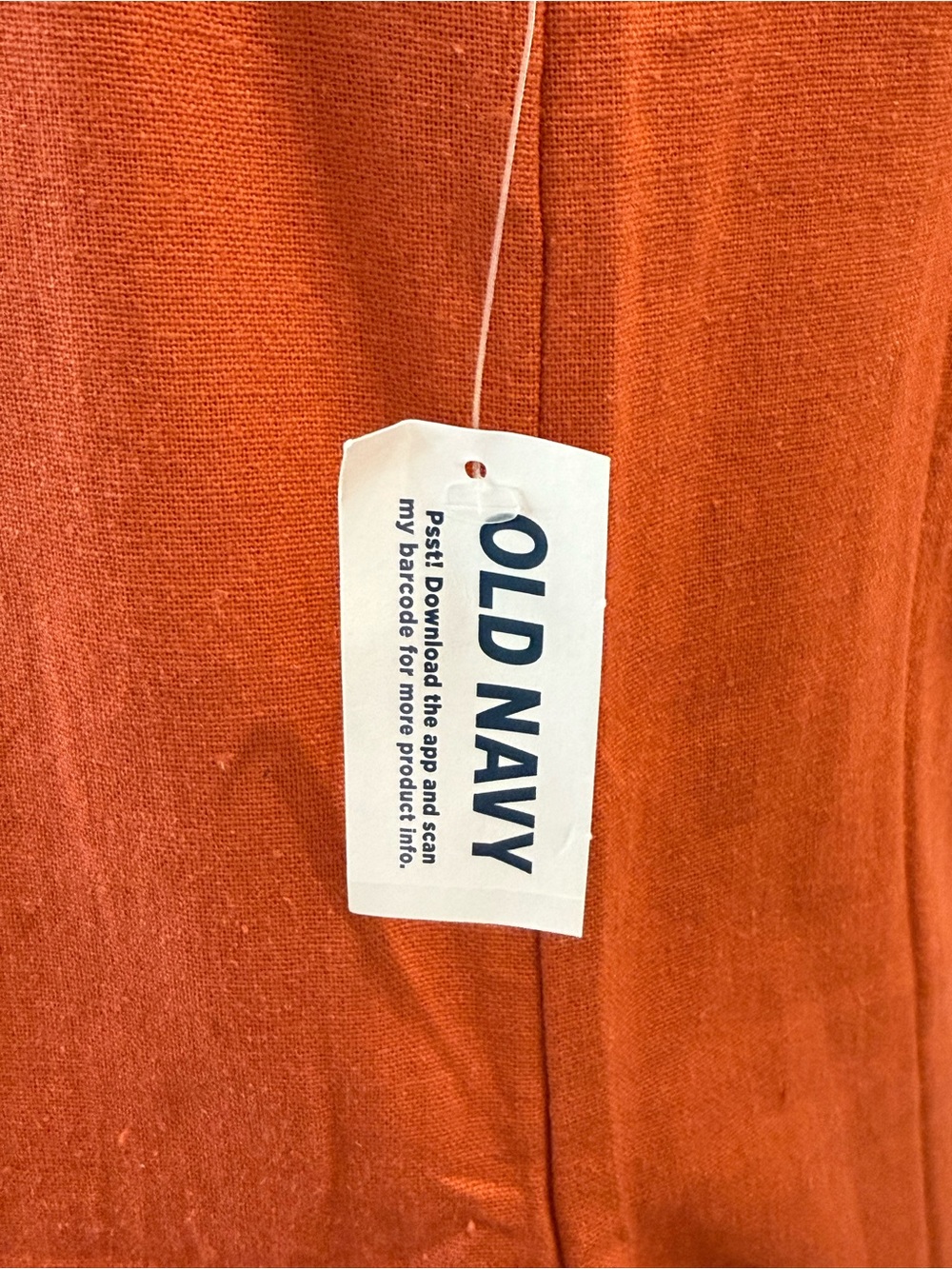 Old Navy Printed Linen-Blend Mini Shift Dress Rust Color Crew Neck Loose - Picture 8 of 14